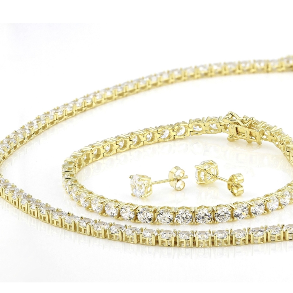 SALE PRICED!  18k, Necklace, Bracelet & Earrings, Cubic Zirconia, 18k, 925
